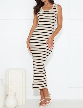 ZESICA Women's Summer Square Neck Bodycon Midi Dresses 2025